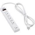 Global Industrial 12 5+1 Outlet Strip & Surge Protector, 900 Joules, 6-ft Cord, White 501618